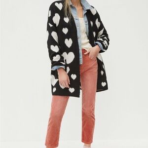 Anthropologie monochrome Heart Cardigan